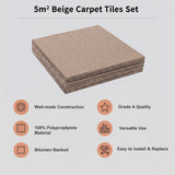 5m&sup2; Beige Carpet Tiles Set &ndash; Commercial & Domestic Flooring for Office, Retail, Home - Extra Image