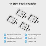 4 x Toolbox Lock Steel Paddle Handles &ndash; Heavy Duty Trailer Door Latch Set for Ute & Tool Cabinets - Low Angle