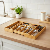 Extendable Cutlery Tray Drawer Organiser &ndash; 6 to 8 Compartment Kitchen Utensil Storage Solution