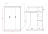 3 Door White Wardrobe &ndash; White Handles, Hanging Rail & Shelves