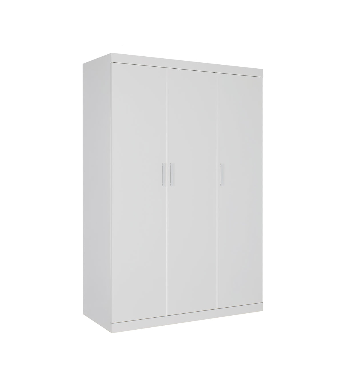 3 Door White Wardrobe &ndash; White Handles, Hanging Rail & Shelves