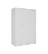 3 Door White Wardrobe &ndash; White Handles, Hanging Rail & Shelves