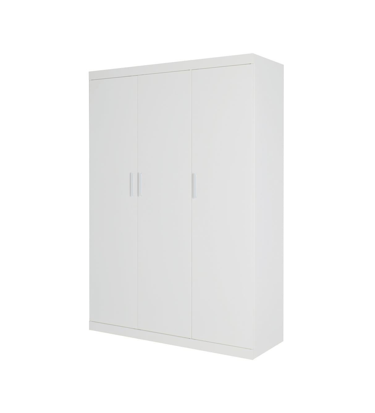 3 Door White Wardrobe &ndash; White Handles, Hanging Rail & Shelves