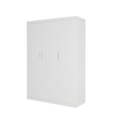 3 Door White Wardrobe &ndash; White Handles, Hanging Rail & Shelves