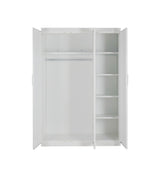 3 Door White Wardrobe &ndash; White Handles, Hanging Rail & Shelves