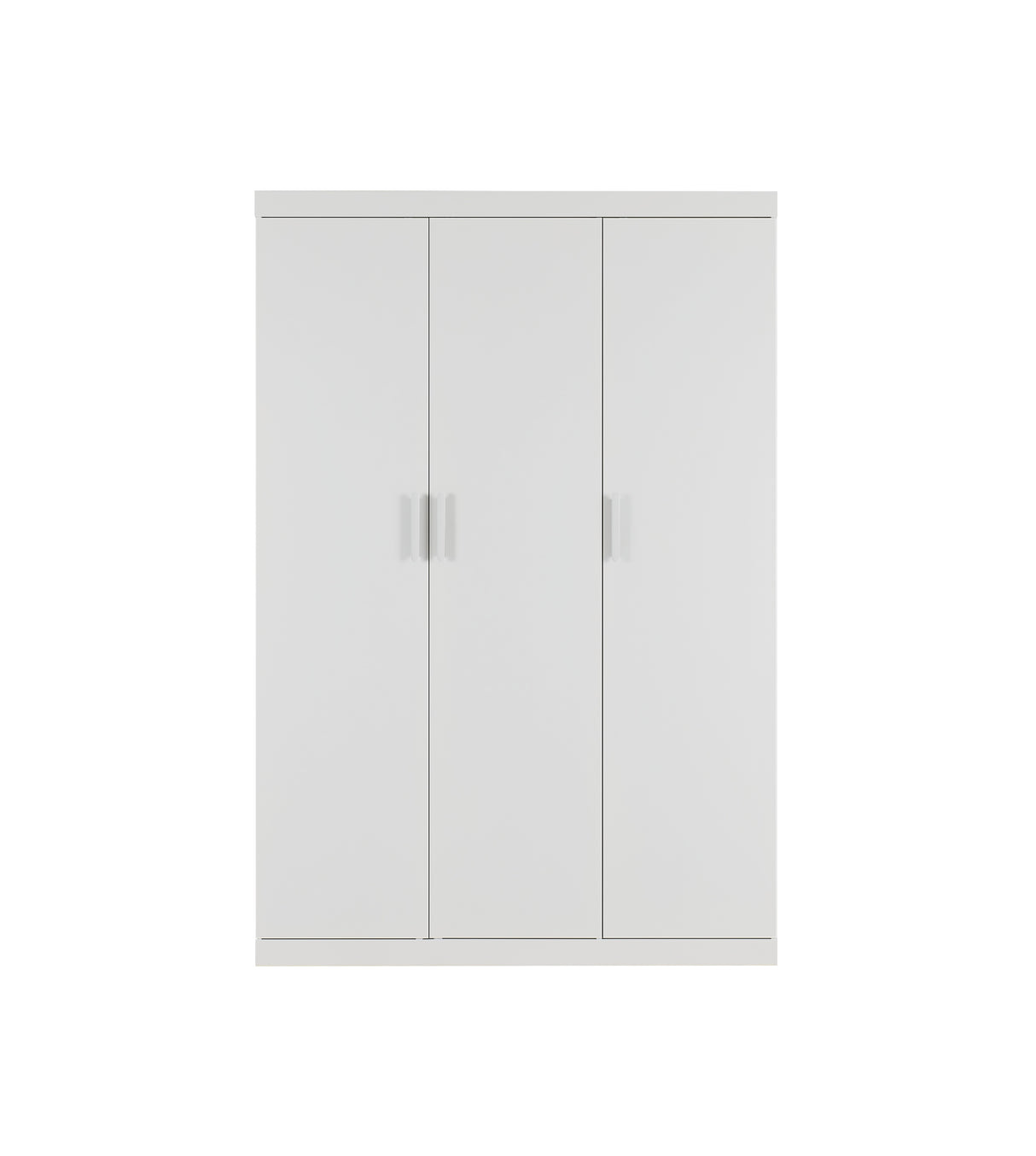 3 Door White Wardrobe &ndash; White Handles, Hanging Rail & Shelves