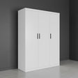 3 Door White Wardrobe &ndash; Black Handles, Hanging Rail & Shelves