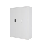 3 Door White Wardrobe &ndash; Black Handles, Hanging Rail & Shelves