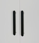 3 Door White Wardrobe &ndash; Black Handles, Hanging Rail & Shelves