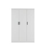 3 Door White Wardrobe &ndash; Black Handles, Hanging Rail & Shelves