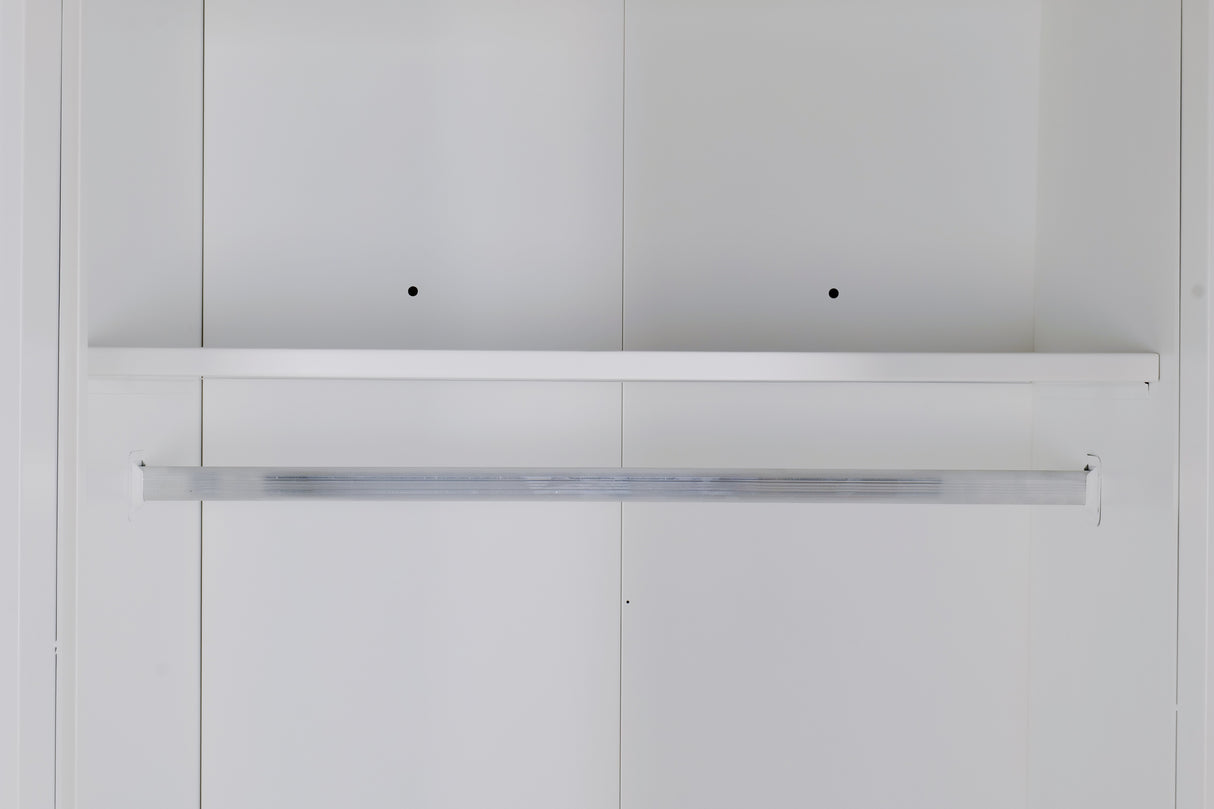 3 Door White Wardrobe &ndash; Gold Handles, Hanging Rail & Shelves