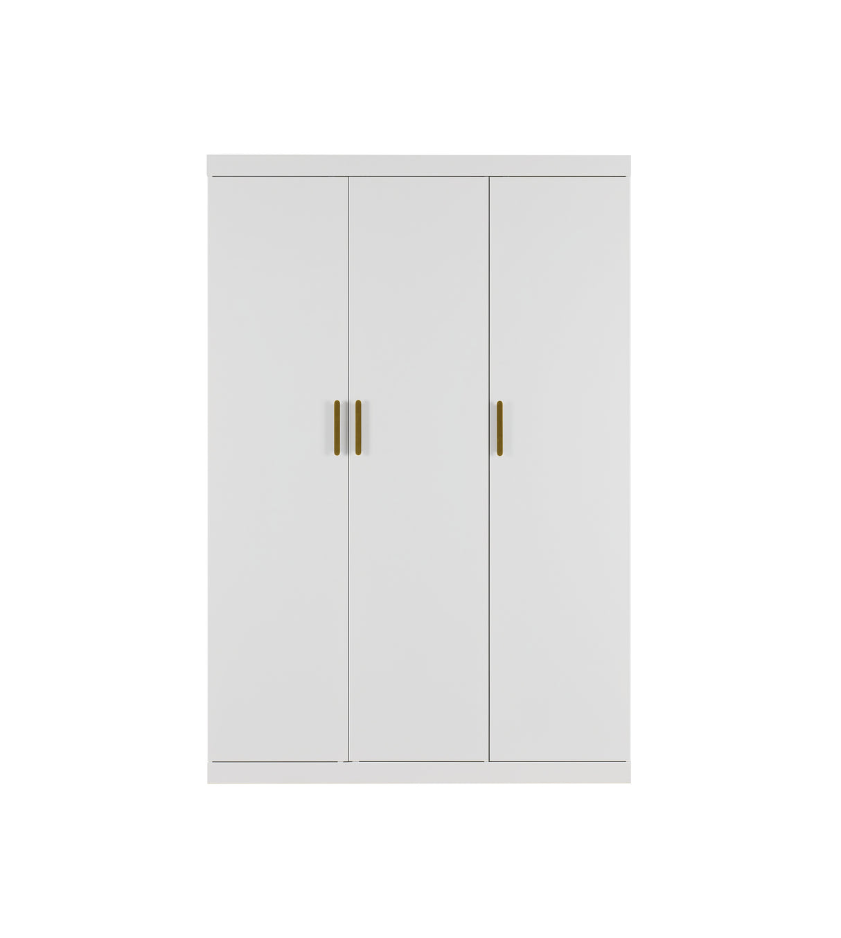 3 Door White Wardrobe &ndash; Gold Handles, Hanging Rail & Shelves