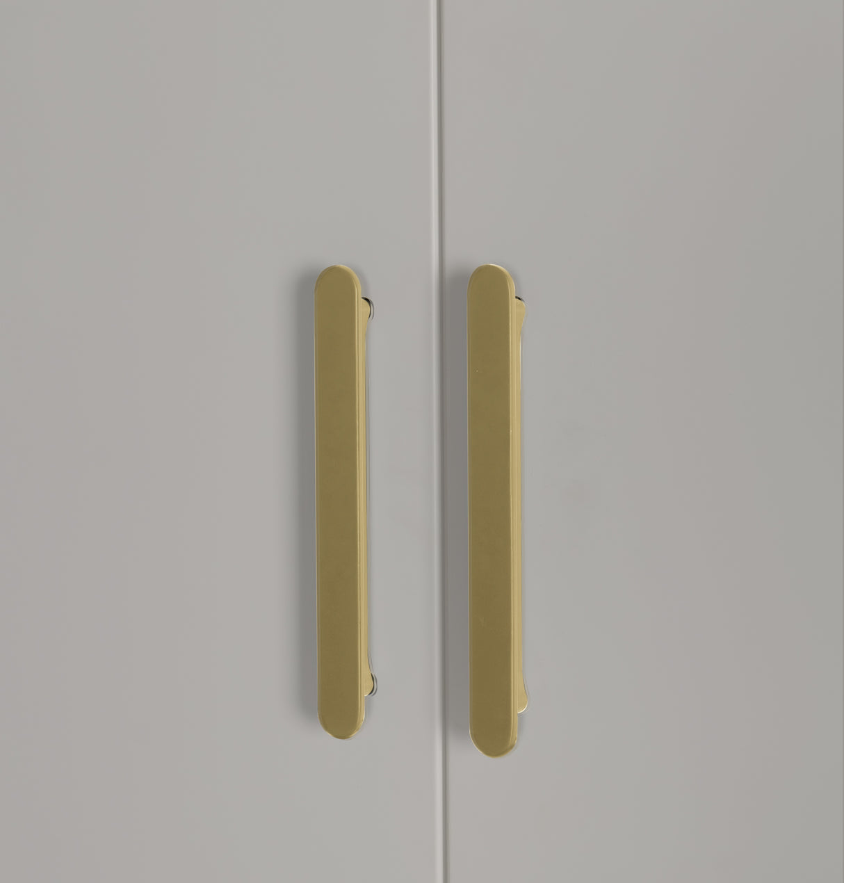 3 Door White Wardrobe &ndash; Gold Handles, Hanging Rail & Shelves