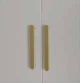 3 Door White Wardrobe &ndash; Gold Handles, Hanging Rail & Shelves