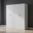 4 Door White Wardrobe Cabinet &ndash; Hanging Rail, Shelves & White Handles