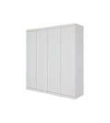 4 Door White Wardrobe Cabinet &ndash; Hanging Rail, Shelves & White Handles - Rear View