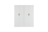 4 Door White Wardrobe Cabinet &ndash; Hanging Rail, Shelves & Gold Handles - Rear View