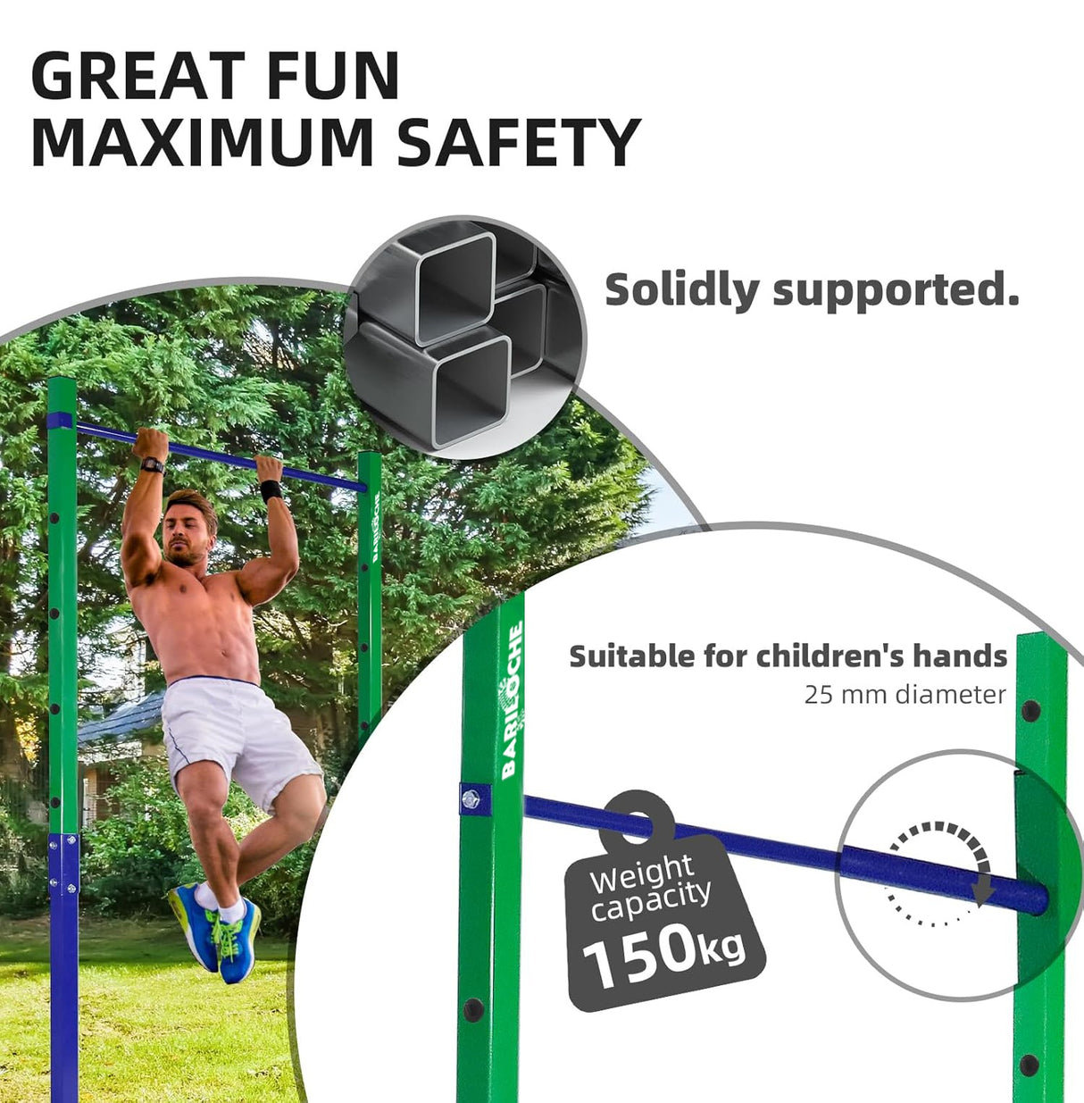 Single Outdoor Pull-Up Bar &ndash; Height Adjustable Gymnastics & Fitness Bar