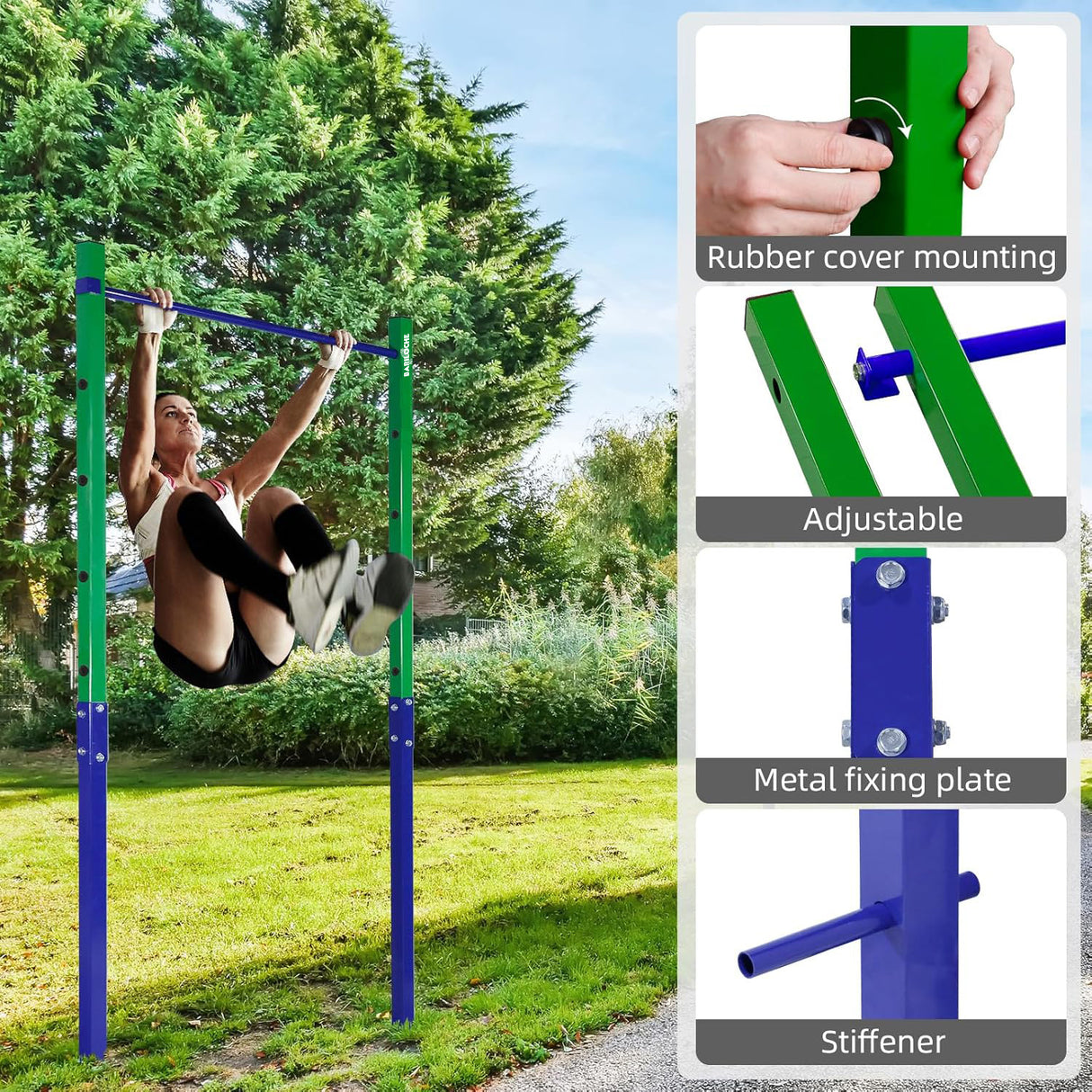 Single Outdoor Pull-Up Bar &ndash; Height Adjustable Gymnastics & Fitness Bar