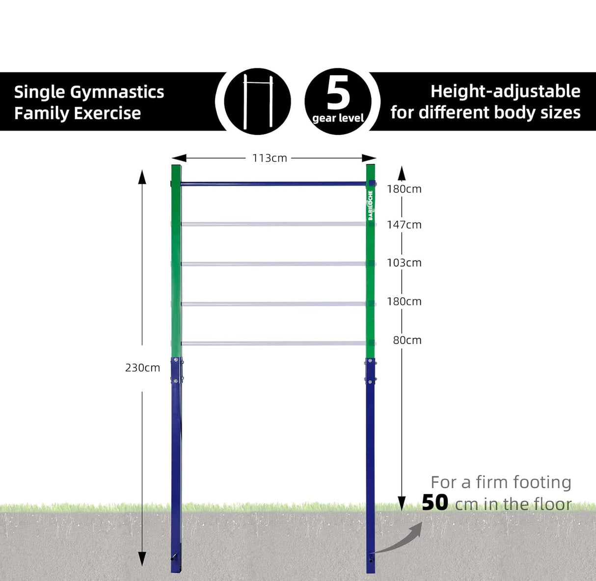 Single Outdoor Pull-Up Bar &ndash; Height Adjustable Gymnastics & Fitness Bar
