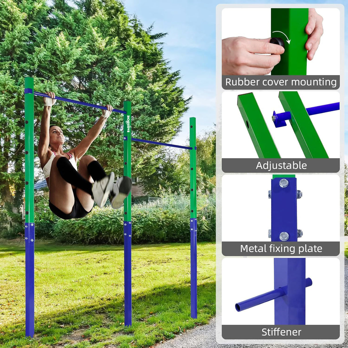 Double Outdoor Pull-Up Bar &ndash; Height Adjustable Gymnastics & Fitness Bar