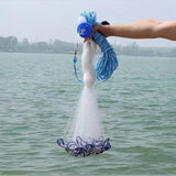 3m Nylon Fishing Cast Net &ndash; Quick Throw Mesh with Chain Weights & Drawstring - Close-Up Angle