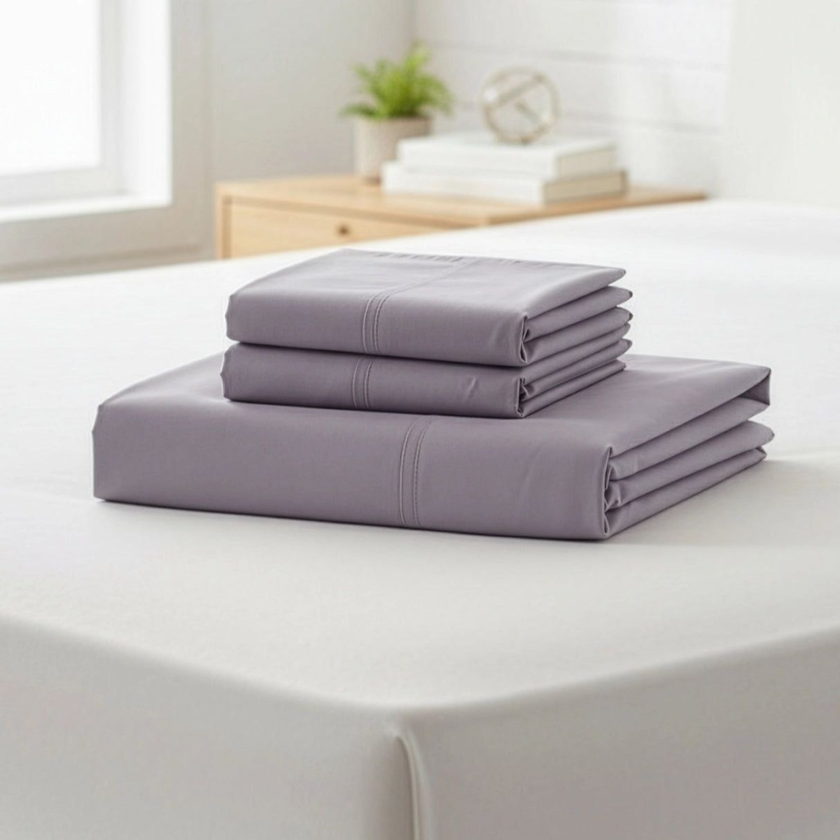 Double Bed Sheet Set &ndash; 1800 Series Microfiber, Deep Pocket, Soft & Breathable, Grey