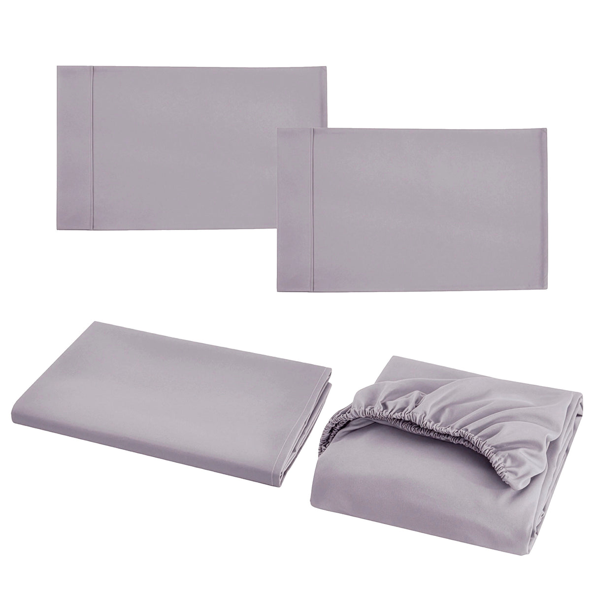 Double Bed Sheet Set &ndash; 1800 Series Microfiber, Deep Pocket, Soft & Breathable, Grey