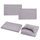 Double Bed Sheet Set &ndash; 1800 Series Microfiber, Deep Pocket, Soft & Breathable, Grey - Rear View