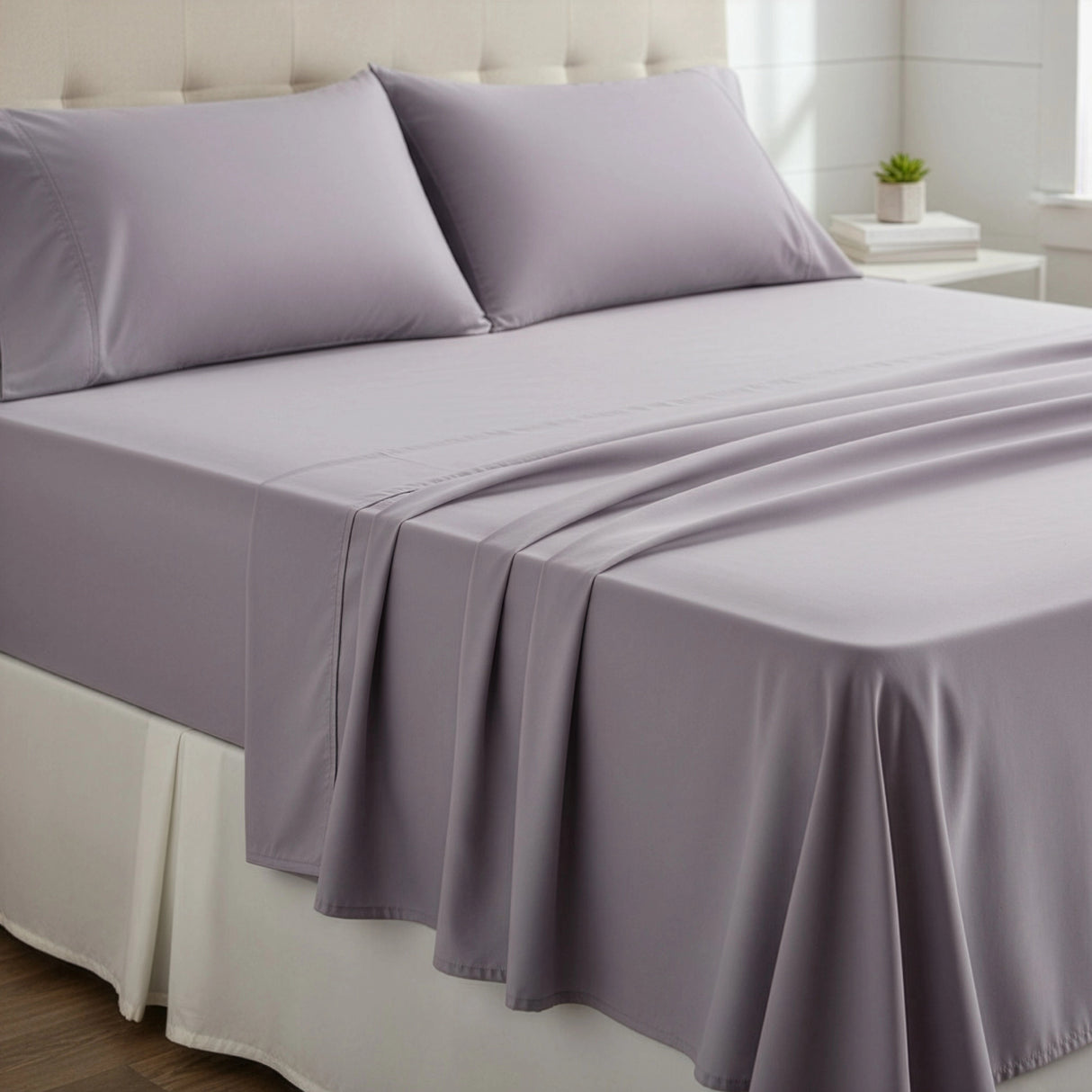 Double Bed Sheet Set &ndash; 1800 Series Microfiber, Deep Pocket, Soft & Breathable, Grey