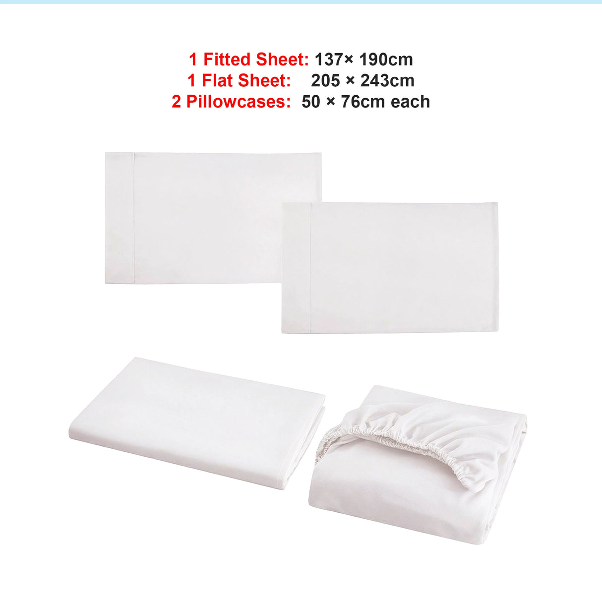 Double Bed Sheet Set &ndash; 1800 Series Microfiber, Deep Pocket, Soft & Breathable, White