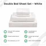 Double Bed Sheet Set &ndash; 1800 Series Microfiber, Deep Pocket, Soft & Breathable, White