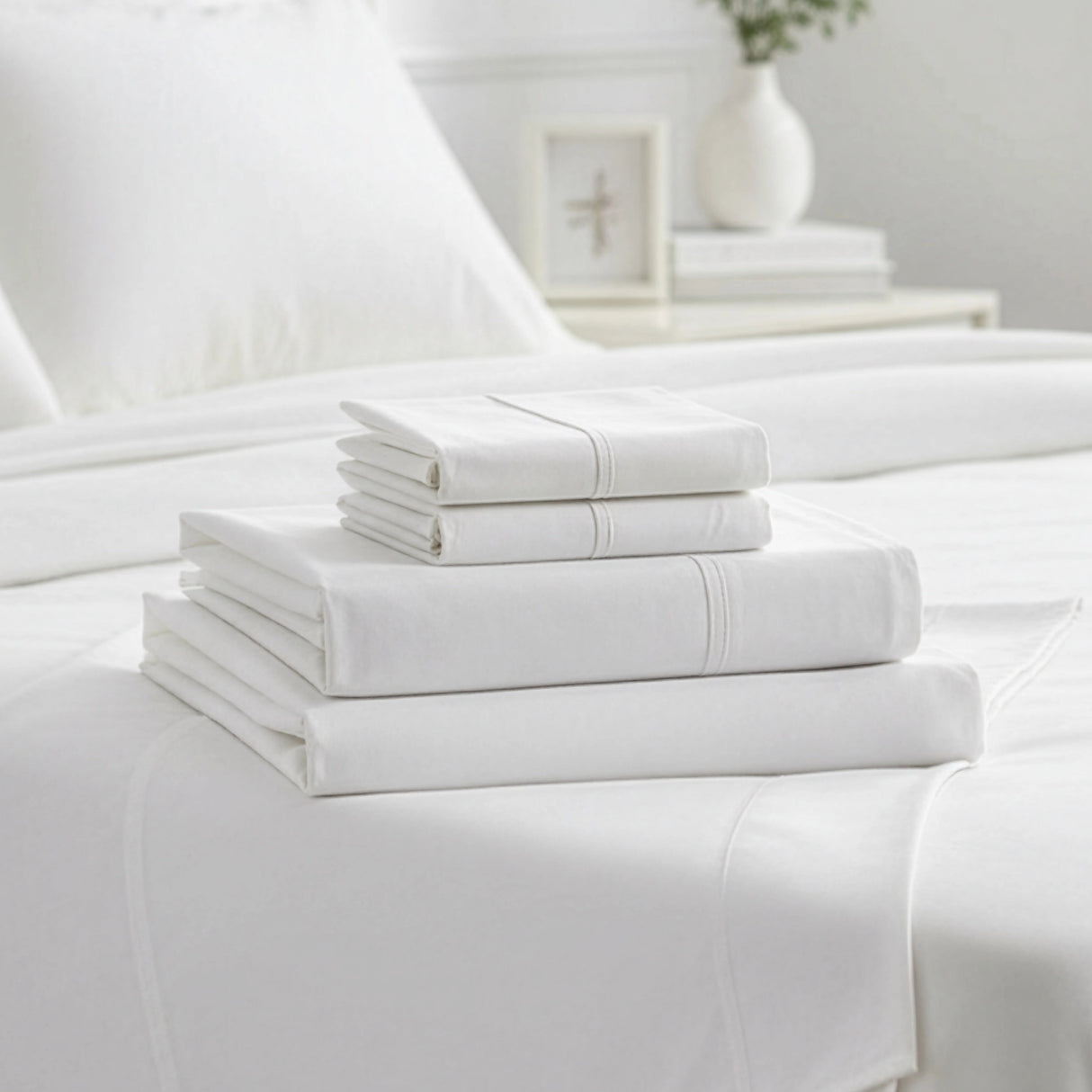 Queen Bed Sheet Set &ndash; 1800 Series Microfiber, Deep Pocket, Soft & Breathable, White