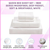 Queen Bed Sheet Set &ndash; 1800 Series Microfiber, Deep Pocket, Soft & Breathable, White