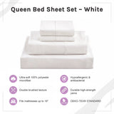 Queen Bed Sheet Set &ndash; 1800 Series Microfiber, Deep Pocket, Soft & Breathable, White
