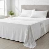 King Bed Sheet Set &ndash; 1800 Series Microfiber, Deep Pocket, Soft & Breathable, White - Top-Down View