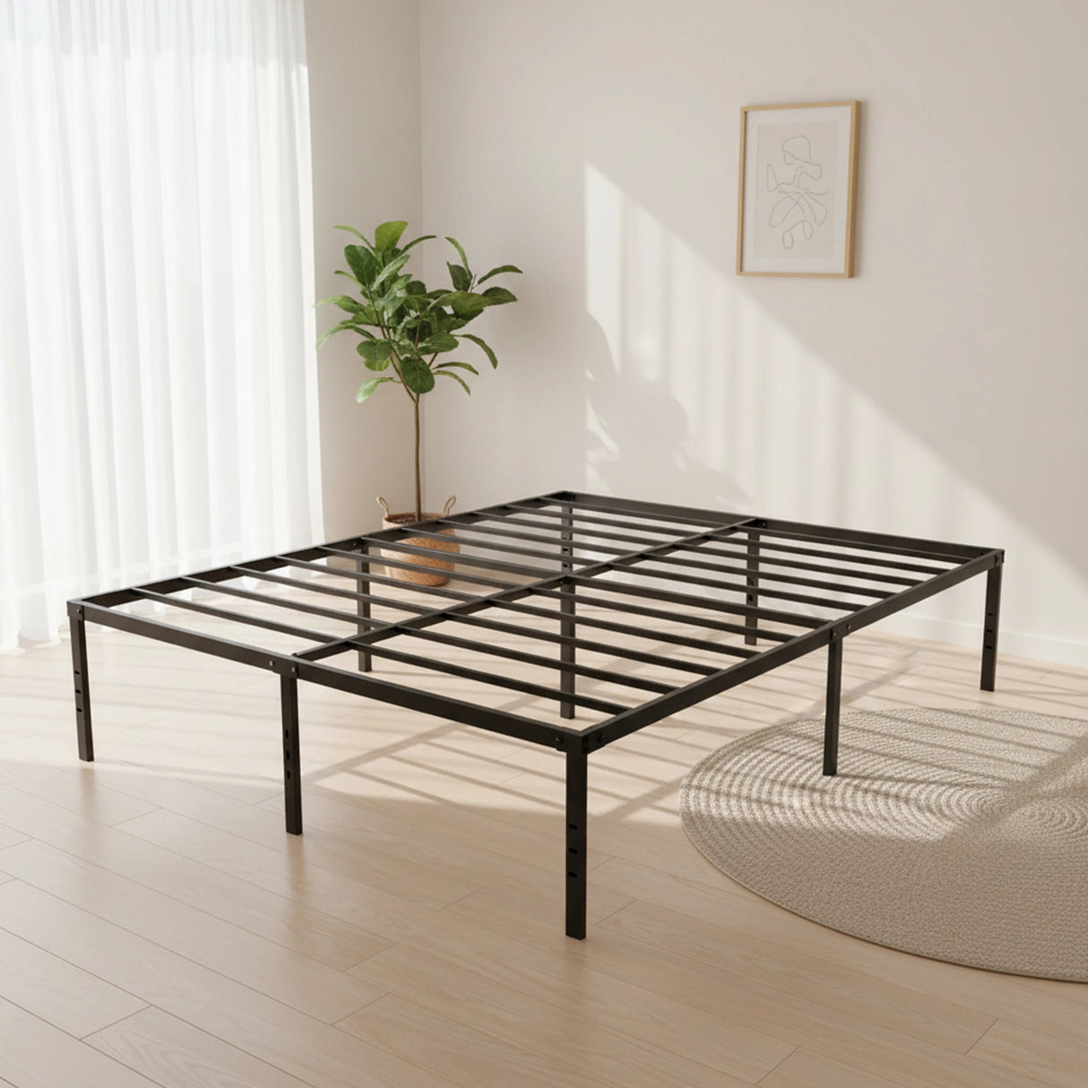 Queen Metal Bed Frame 45cm High &ndash; Full Steel Base Platform