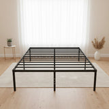 Queen Metal Bed Frame 45cm High &ndash; Full Steel Base Platform - Side View