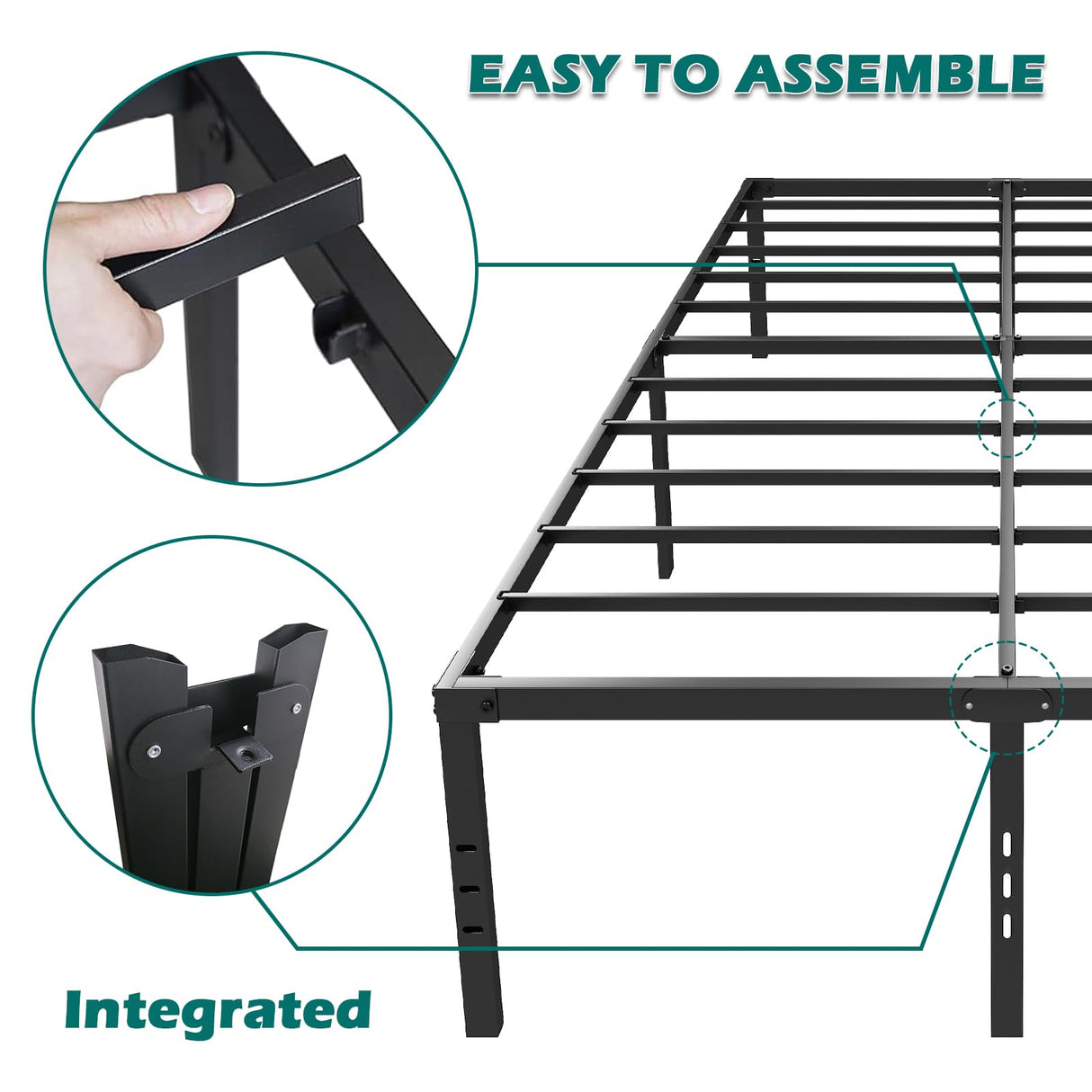 Queen Metal Bed Frame 45cm High &ndash; Full Steel Base Platform