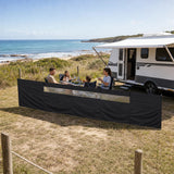 Camping Windbreak with Clear Windows & Bag &ndash; 725x140cm Black