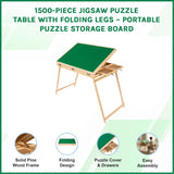 1500-Piece Jigsaw Puzzle Table with Folding Legs &ndash; Portable Puzzle Storage Board
