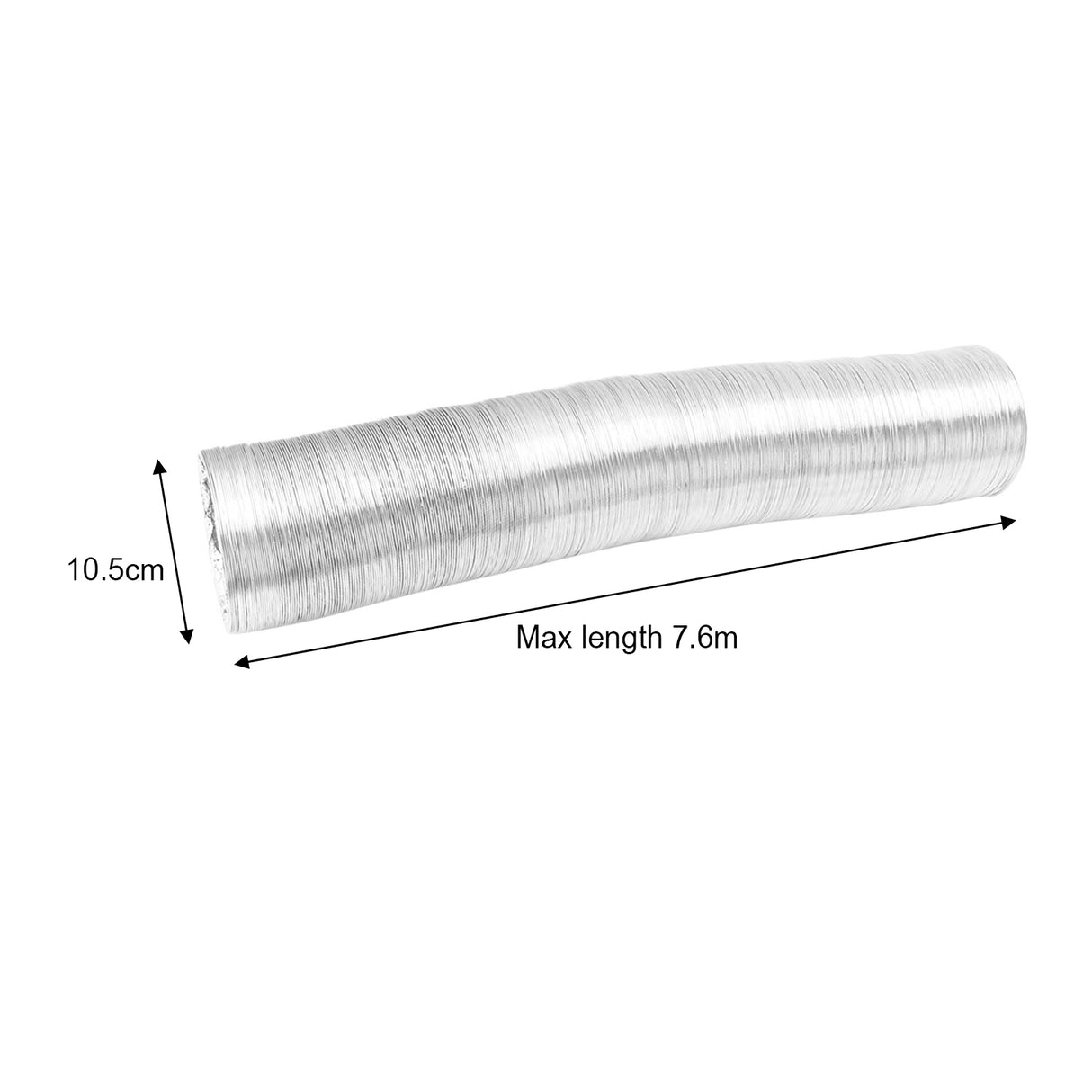 10.5cm x 7.6m Flexible Aluminium Air Duct &ndash; Dryer & HVAC Vent Hose