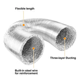 10.5cm x 7.6m Flexible Aluminium Air Duct &ndash; Dryer & HVAC Vent Hose - Low Angle