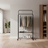 Double Clothes Rack Metal Garment Rail 80x154cm &ndash; Heavy Duty Hanging Shelf Storage