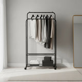 Double Clothes Rack Metal Garment Rail 80x154cm &ndash; Heavy Duty Hanging Shelf Storage