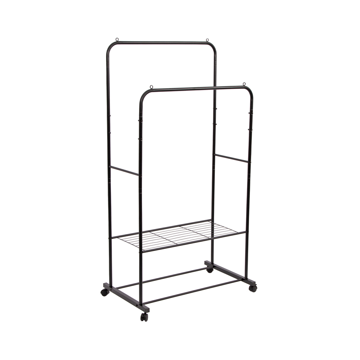 Double Clothes Rack Metal Garment Rail 80x154cm &ndash; Heavy Duty Hanging Shelf Storage