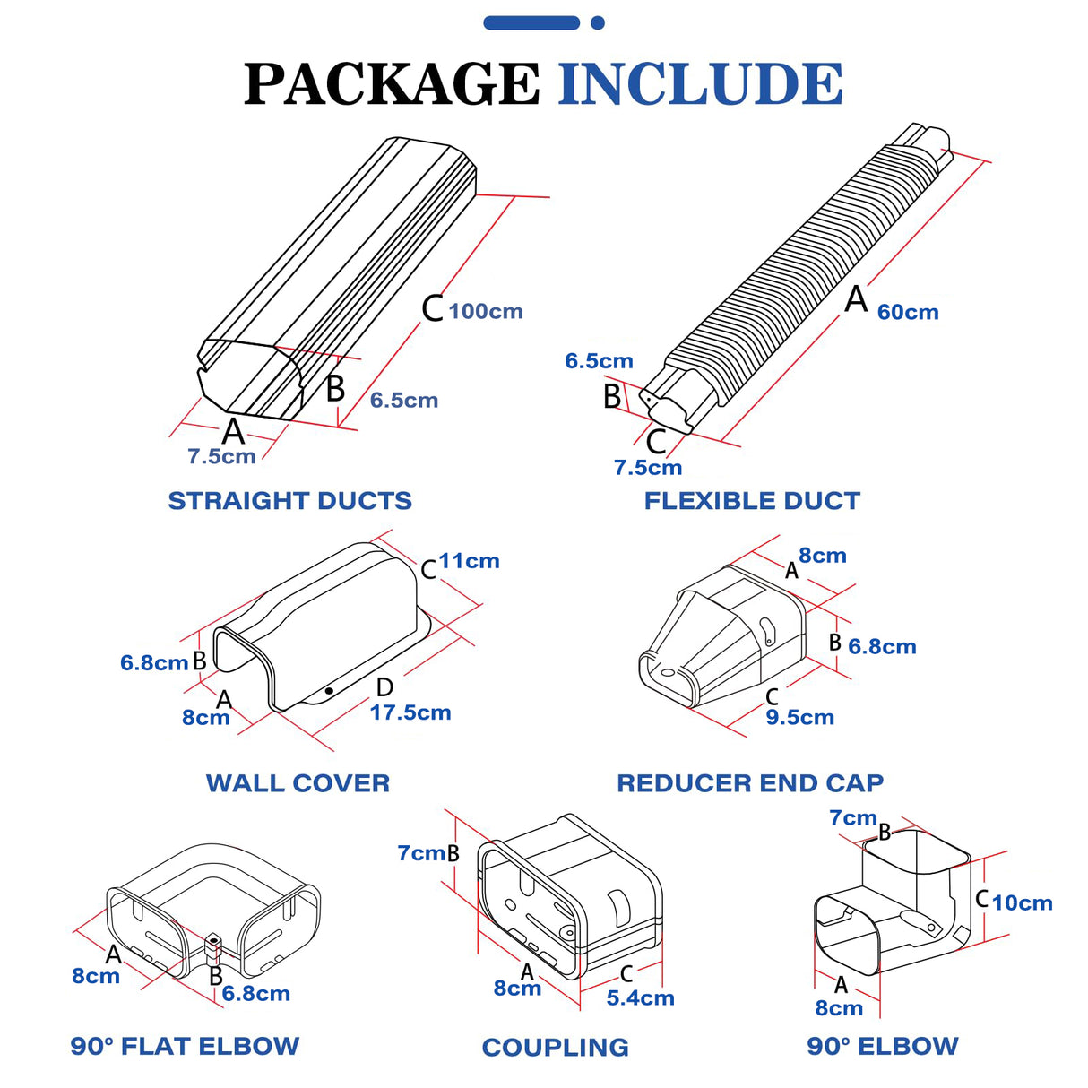 4.8m Mini Split AC Line Set Cover Kit &ndash; PVC Duct for Central Air Conditioner