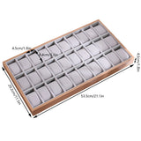 30-Grid Watch & Jewellery Tray Organiser Display Case Holder &ndash; Velvet Drawer Insert - Close-Up Angle