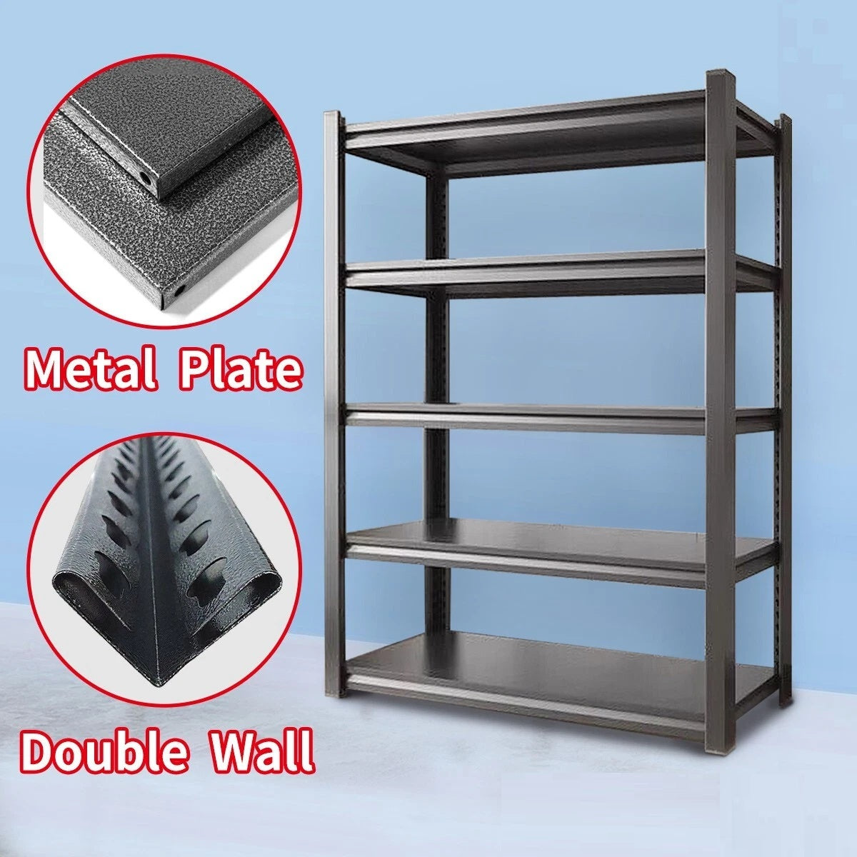 120x40x183cm Metal Garage Shelving Rack &ndash; Heavy-Duty Steel Storage