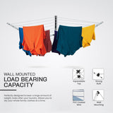 24m Folding Dryer for Laundry & Washing - Wall Mounted 5 Arm Clothes Airer - 45-Degree Angle
